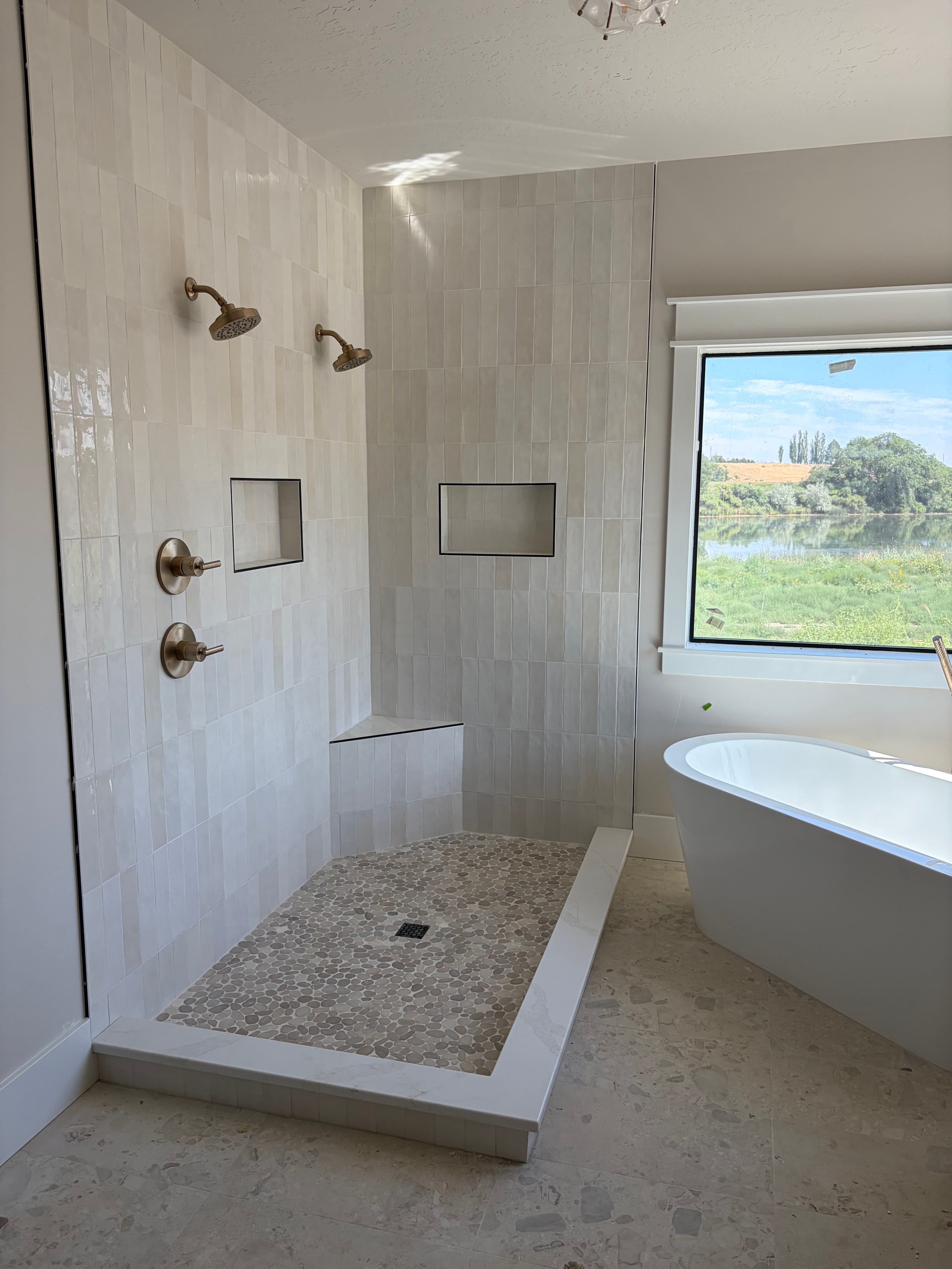 Project New Construction Bathroom with Custom Tile Shower and Built-In Niches image